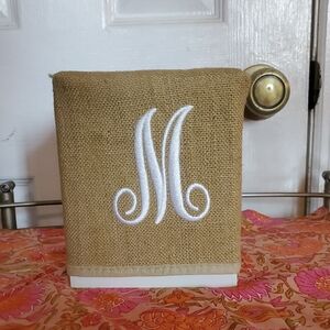 Monogrammed Tan Burlap Tissue Box & Cover